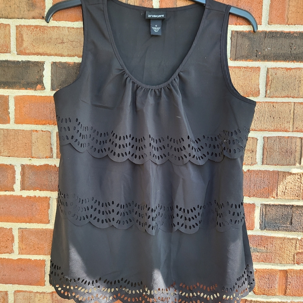 Lane Bryant Black Layer Ruffle Top